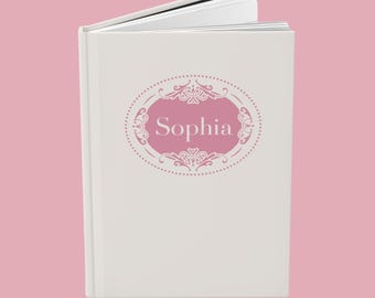 Personalized Pink Toile Journal, Custom Name Notebook, Coquette Gift