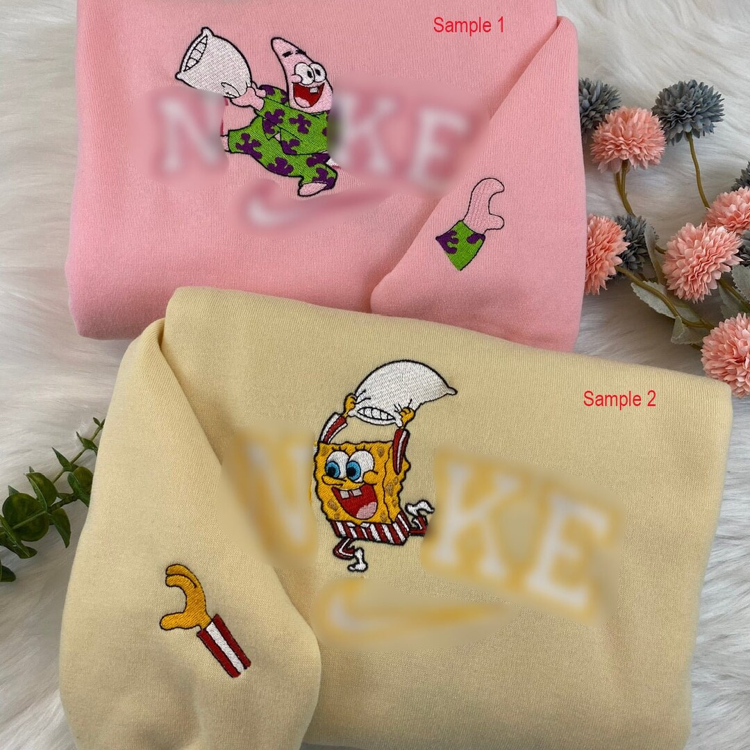 Cute Spongebob and Patrick Star Squarepants Embroidered Sweatshirt ...
