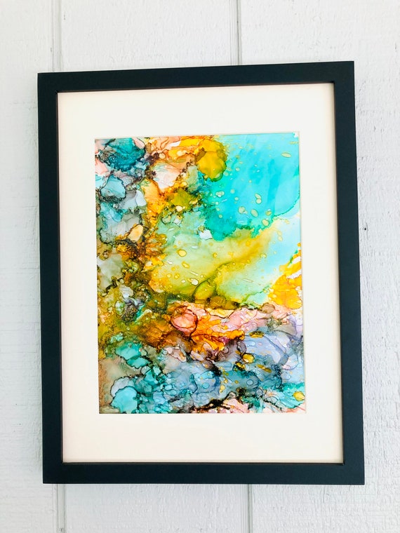 Original Alcohol Ink Abstract Painting | Blue Wave | 9x12
