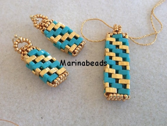 TUTORIAL "Half Tila" Pendant & Earrings