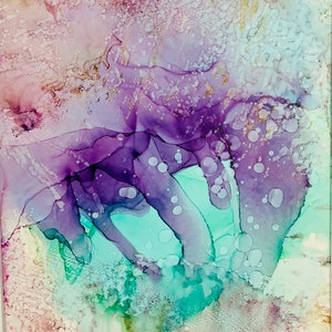 Medusa . Original  Alcohol Ink painting, on Yupo paper, Modern Art, Abstract Painting 9X12