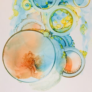 Original  Alcohol Ink painting, on Yupo paper, Modern Art, Abstract Painting 9X12