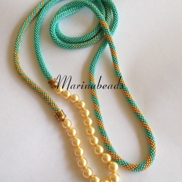 Pattern  "Bead crochet with pearl" necklace