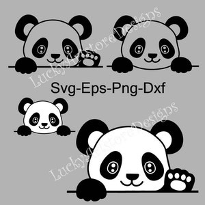 Panda Peeking svg, Panda svg, Panda cut file,panda head svg, Panda monogram svg, Panda Silhouette para Cricut, Panda Png, Descarga digital