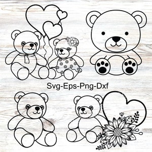Teddy Bear SVG, Teddy Bear outline Svg, Teddy Bear Silhouette, Bear clipart, Teddy Bear Png, instant download