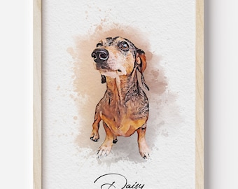 Retrato de mascota en acuarela personalizado, retratos de perros a partir de fotos, retratos de perros, regalo conmemorativo para mascotas, retrato de mascota, retrato de mascota en acuarela