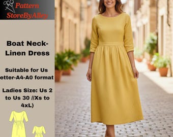 loose linen dress sewing pattern Lily Linen Dress Pattern