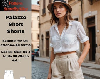 Palazzo Short, shorts de verano, vacaciones, mini, mujer, tallas A0-A4-US Letter/Tallas; US 2-30