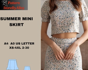 Minifalda de mujer, modelo de verano, satén, lino, corte acampanado, tallas XS-4XL