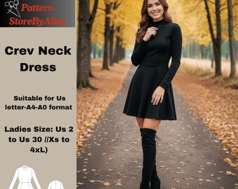 Vestido de cuello redondo, otoño, hombros descubiertos, adecuado para EE. UU. Carta-A4-A0 / 2-30