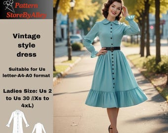 Patrón de costura para vestido estilo vintage de los años 50, cóctel, patrones vintage, McCalls Easy Prom Making/2-30