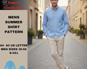 Camisa de lino para hombre, informal, patrón de costura de verano, tallas S-4XL, tallas S-4XL