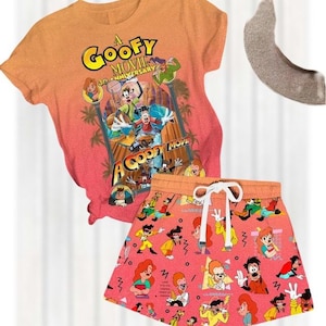 Goofy 30th Anniversary Pajamas Set, A Goofy Movie Shirt, Disney Shorts For Women, Funny Dog Matching Pjs Set, Summer Sleepwear Gift