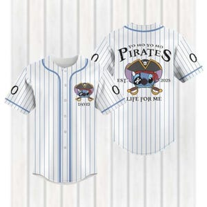 Custom Stitch Pirates Baseball Jersey, Lilo And Stitch Jersey Shirt, Disneyland 2025 Team Jersey Shirt, Funny Stitch Jersey For Kids