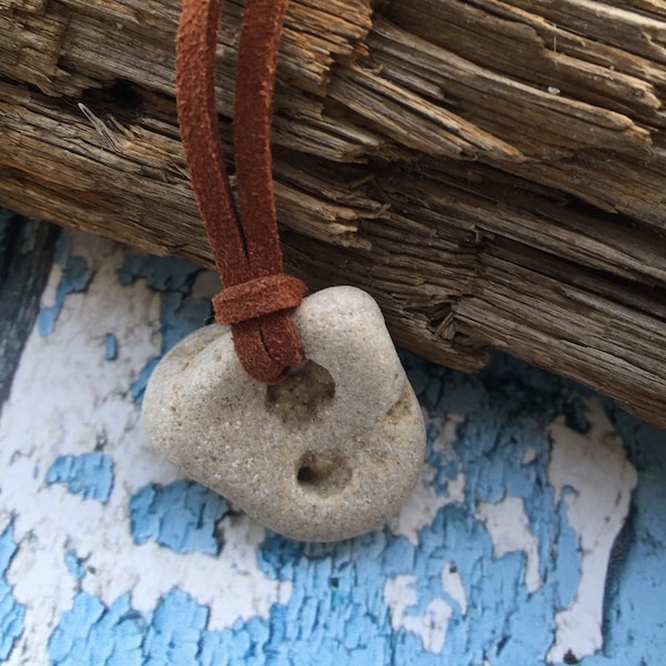 Hag Stone Pendant Necklace , Holey Stone Necklace , Beach Stone Necklace ,Moon Necklace,One of a kind Necklace,Moon Necklace,Dream Necklace