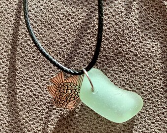 Genuine Sea Glass Necklace , Natural beach glass necklace, adjustable real seaglass necklaces, Jewelry Pendant cycled
