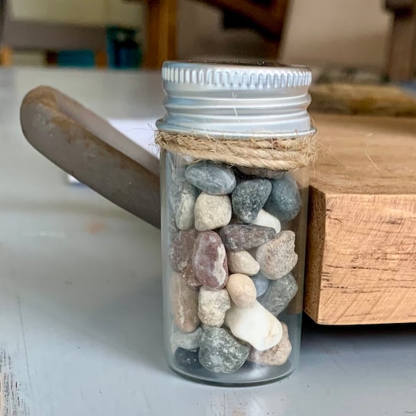 Bottle Vial filled with tiny Pebbles From The Jordan River ,Sea Of Galilee, Sea of Genneseret , Lake Kinneret, christian Gift Holyland gift