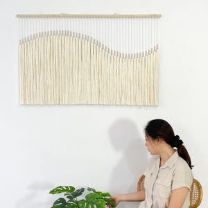 SELA Fiber Art Wall Hanging | Yarn Tapestry, Wave Wall Art, Housewarming Gifts, Macrame Tapestry, Extra Large Wall Hanging, Bedroom Decor