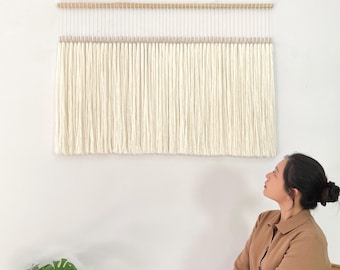 KAIA Large Macrame Wall Decor: Natural Fiber Art Tapestry, Scandinavian Japandi Decor, Modern Macrame, Handmade Wabi Sabi Tapestry