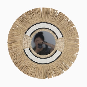 SAVANA Raffia Mirror | Natural Boho Mirror Wall Decor, Raffia Mirror, Raffia Wall Decor, Boho Wall Decor, Raffia Sun Mirror, Seagrass Mirror