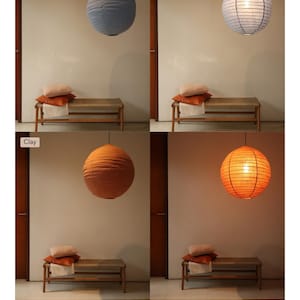 Satori Linen Lamp Shade | Hanging Lamp Shade, Wabi Sabi Decoration, Japandi Lamp Shade, Minimalist Contemporer Living Room, Handmade Lamp image 12