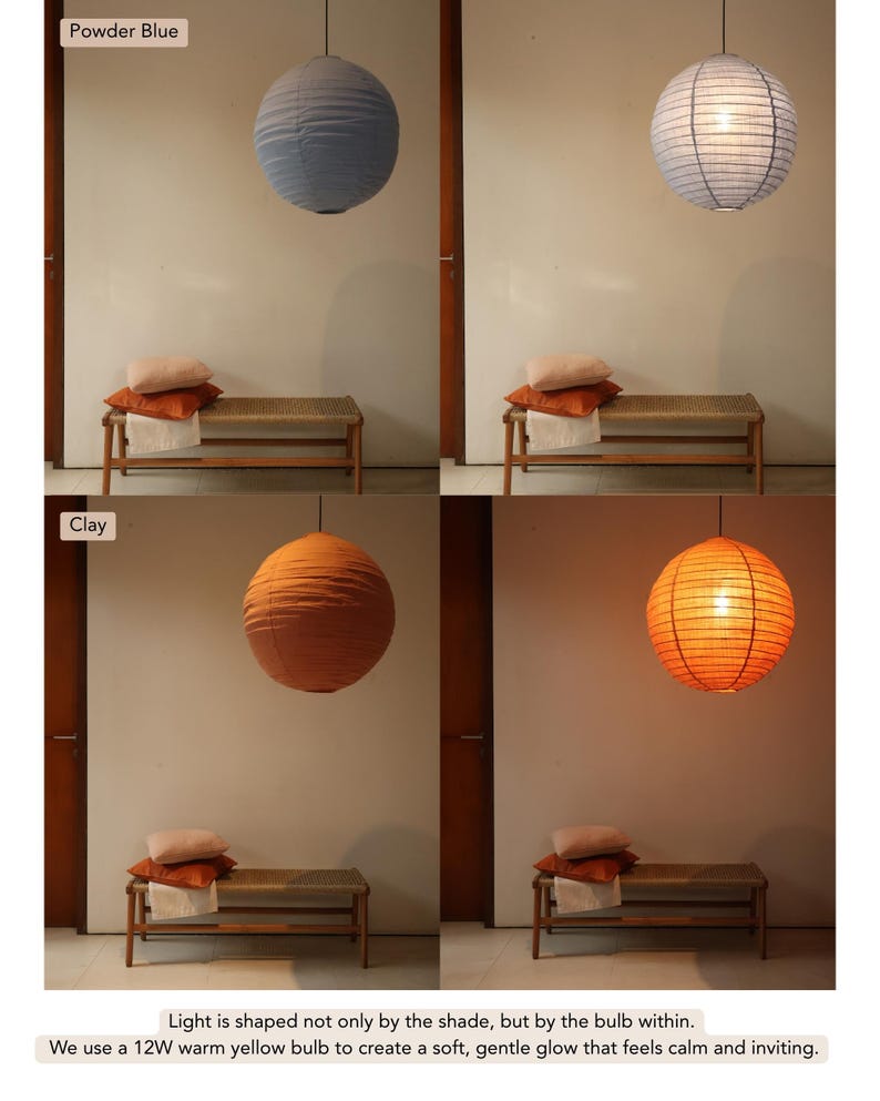 Satori Linen Lamp Shade | Hanging Lamp Shade, Wabi Sabi Decoration, Japandi Lamp Shade, Minimalist Contemporer Living Room, Handmade Lamp image 12