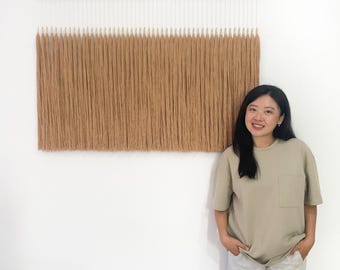 KAIA Large Macrame Wall Hanging: Natural Fiber Art Tapestry - Scandinavian Japandi Decor, Modern Macrame, Circular Wall Decor, Japandi Art