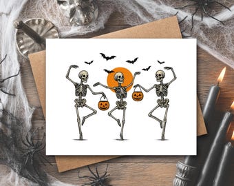 Halloween Skeleton Card | Halloween Card | Happy Halloween Card | Trick Or Treat | Ghost Card | Funny Card For Friend | Fall Note Cards