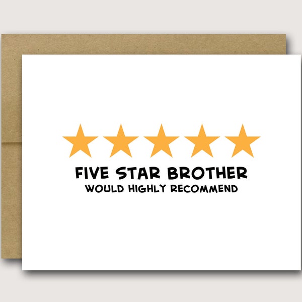 Brother Birthday Card | Funny Card For Brother | Brother Card | Funny Brother Card | 5 Star Brother Card | Sibling Card | Five Star Brother