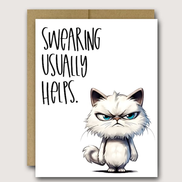 Swearing Helps Card | Funny Best Friend Card | Friendship Card | Friend Card | Funny Card For Friend | Funny Friend Card | Rude Cards