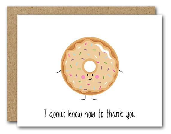 printable donut thank you card instant download funny thank etsy thank you funny