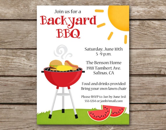 bbq invitation bbq invite barbecue invitation barbeque etsy