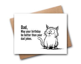 Funny Birthday Card For Dad | Dad Birthday Card | Funny Cat Card | Cat Birthday Card | Dad Jokes Card