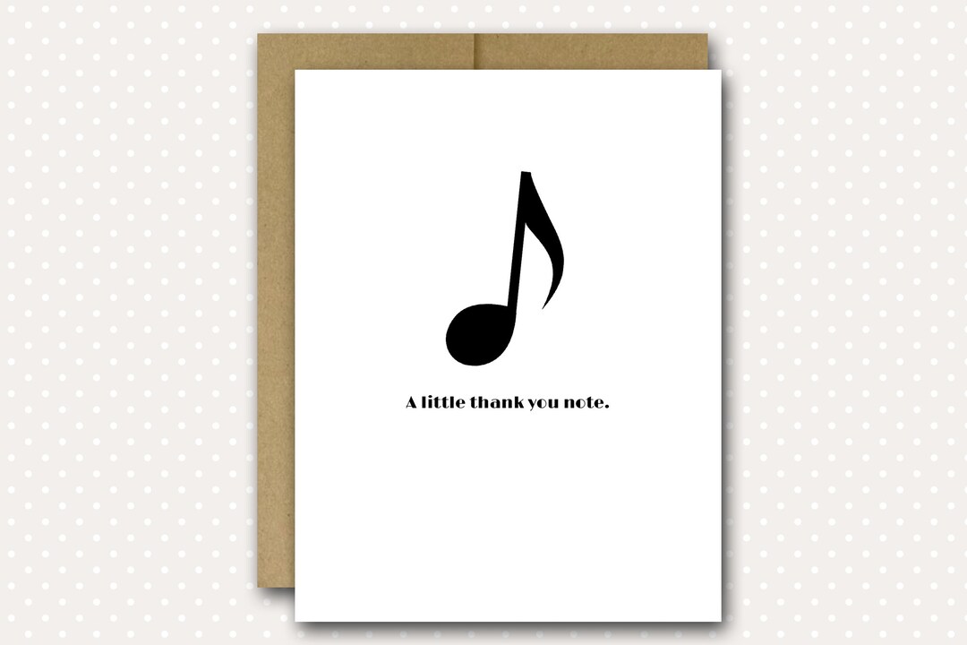 Music Lover Card A Thank You Note Music Note Music Card - Etsy