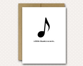 Music Lover Card | A Thank You Note | Music Note | Music Card | Thank You Card | Pun Thank You | Music Pun | Musical Card | Friend Thank You