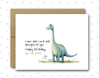 Dinosaur Birthday Card | 50th Birthday Card | 70th Birthday Card | 40th Birthday Card | 60th Birthday Card | Funny Birthday Card | Fossil