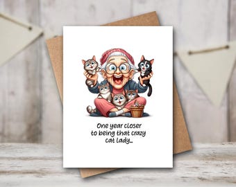 Tarjeta de cumpleaños divertida para gatos / Tarjeta de cumpleaños para gatos / Tarjeta para amantes de los gatos / Tarjeta para un año más / Tarjeta divertida para envejecer / Tarjeta para amantes de los gatos / Tarjeta para el 70.º cumpleaños