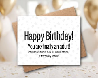 Funny 18th Birthday Card | 18th Birthday Card | Funny Birthday Cards | Welcome To Adulthood | Funny 18th Birthday Card | Son Daughter Card