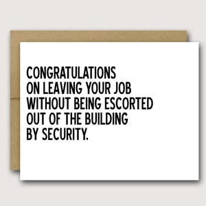 Congratulations On Leaving Your Job Card | Good Luck | Retirement Card | Funny Retirement Card |  Funny Work Card | Boss Card