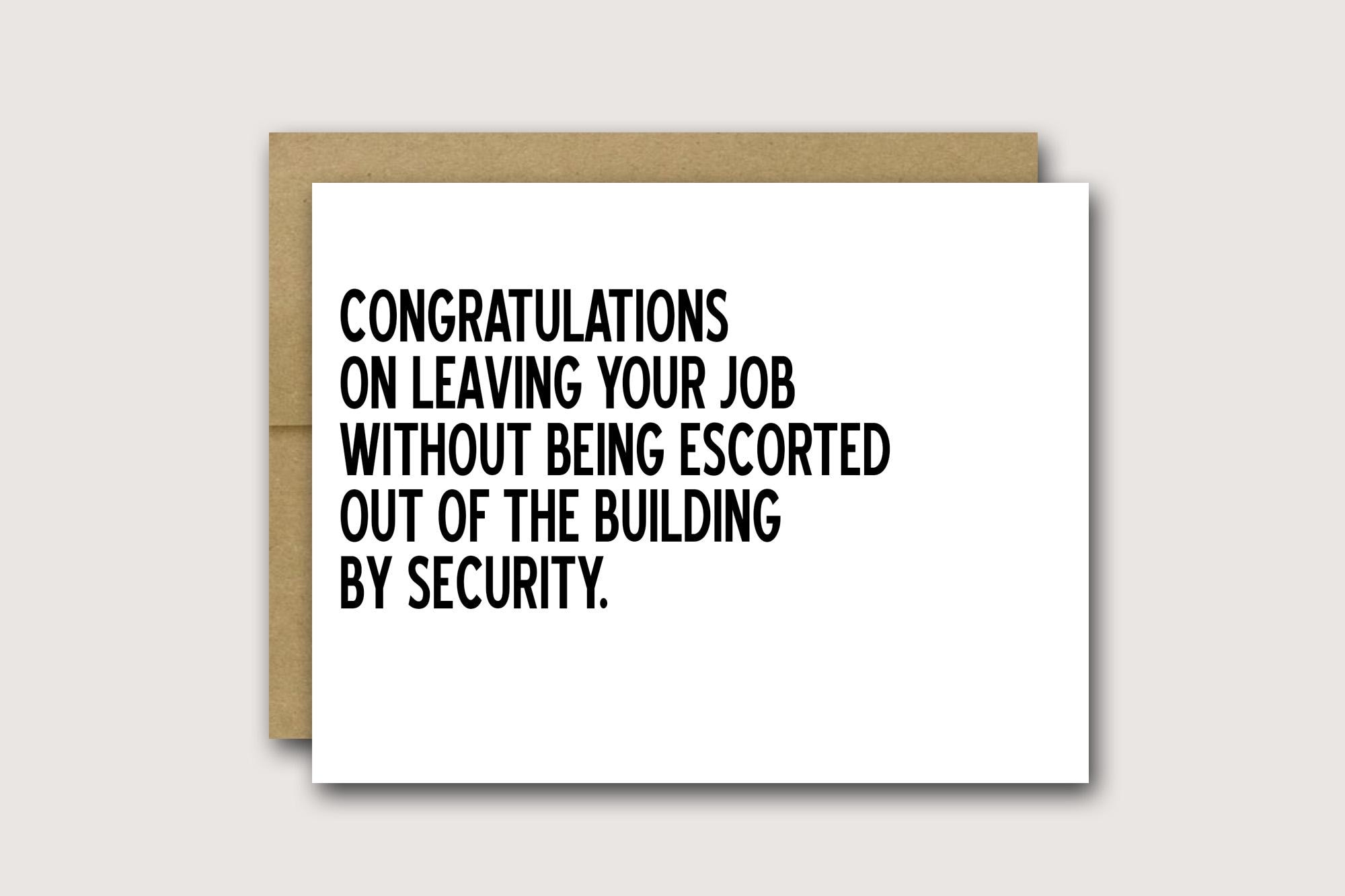 Congratulations On Leaving Your Job Card | Good Luck | Retirement Card | Funny Retirement Card |  Funny Work Card | Boss Card