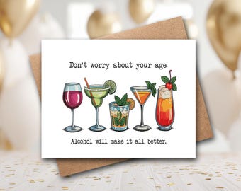 Funny Birthday Cards | Funny 60th | Funny 50th | Funny 40th | Funny 70th | Wine Card | Alcohol Card | Booze | Funny Getting Older Card