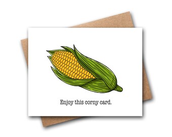 Funny Pun Cards | Thinking Of You Card | Funny Greeting Cards | Just Because Cards | Friendship Cards | Funny Card For Friend | Corn Card