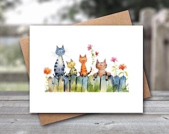 Funny Watercolor Cat Note Cards | Cat Lover Gift