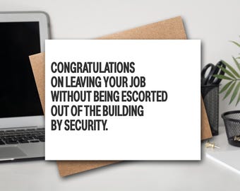¡Felicitaciones por dejar tu trabajo! / ¡Buena suerte! / Tarjeta de jubilación / Tarjeta de jubilación divertida / Tarjeta de trabajo divertida / Tarjeta del jefe