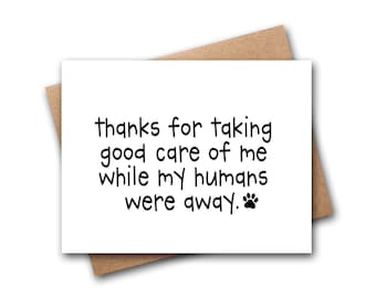 Thank You Card For Pet Sitter | Pet Sitter Card | Thank You Card From Dog | Thank You From Cat | Vet Thank You Card | Caretaker Thank You