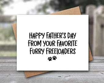 Funny Father's Day Card From The Dog | Father’s Day Card From The Cat | Furry Freeloaders | Funny Card For Dad | Father’s Day Cards