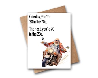 Funny 70th Birthday Card | 70th Birthday Card | Dad Birthday Card | Brother Birthday Card | For Him | Funny Getting Older | Motorcycle Card