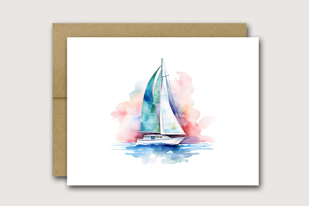 Sailboat Note Cards Watercolor Sailboat Sailboat Cards Boat Note Cards