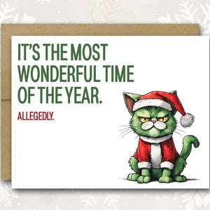 Cat Christmas Card | Funny Cat Christmas Card | Funny Christmas Cards | Holiday Cards | Cat Note Cards | Meowy Christmas Card