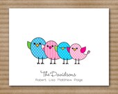 Set of 8 Bird Family Cards - Note Cards - Notecards - Thank You - Personalized